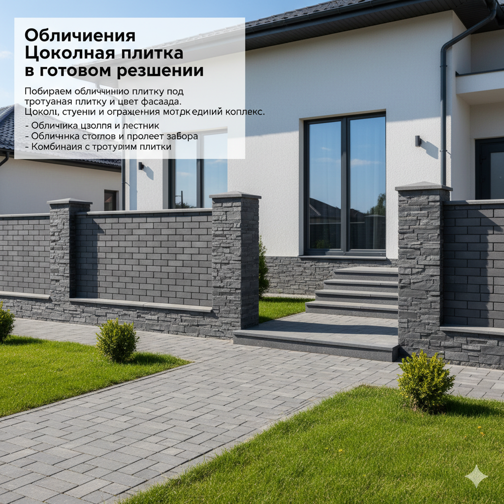 Цоколь и забор с облицовочной плиткой Sevak Stroy в Раменском районе